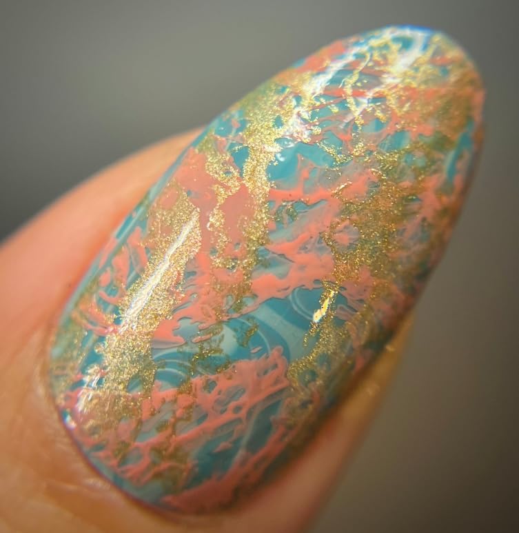 Stainless steel nail stamping template for water marble patterns