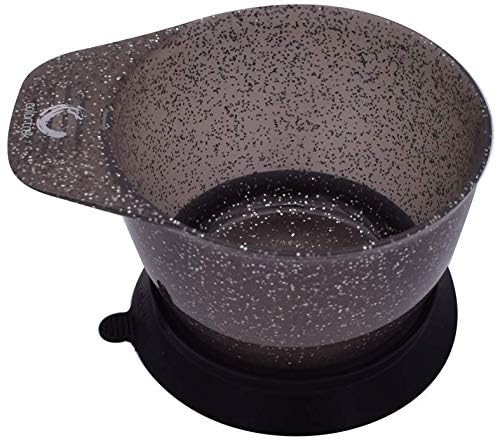 Colortrak non-slip hair coloring bowls with silver glitter finish detailing.