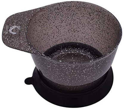 Colortrak non-slip hair coloring bowls with silver glitter finish detailing.