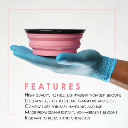L3 Level 3 pink silicone bowl folded flat for compact storage