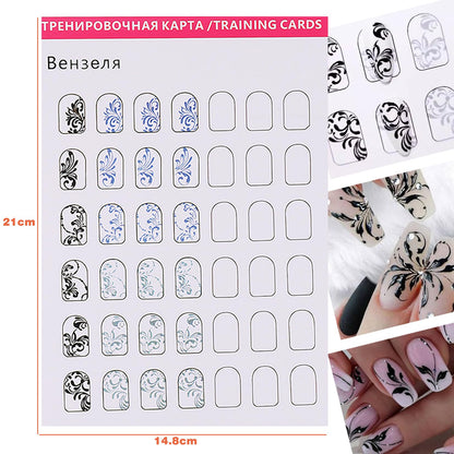 Professional muscle memory training sheets for perfecting salon style manicure techniques at home