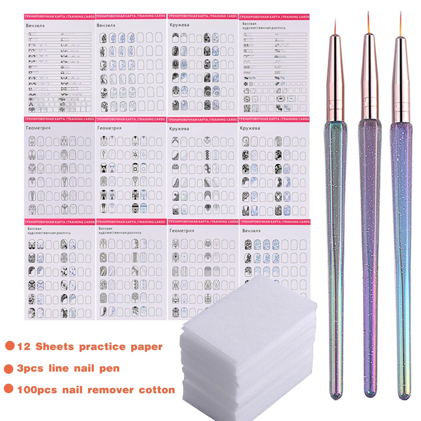 Complete package bundle of STZPRONAIL reusable nail template books with brushes and wipes