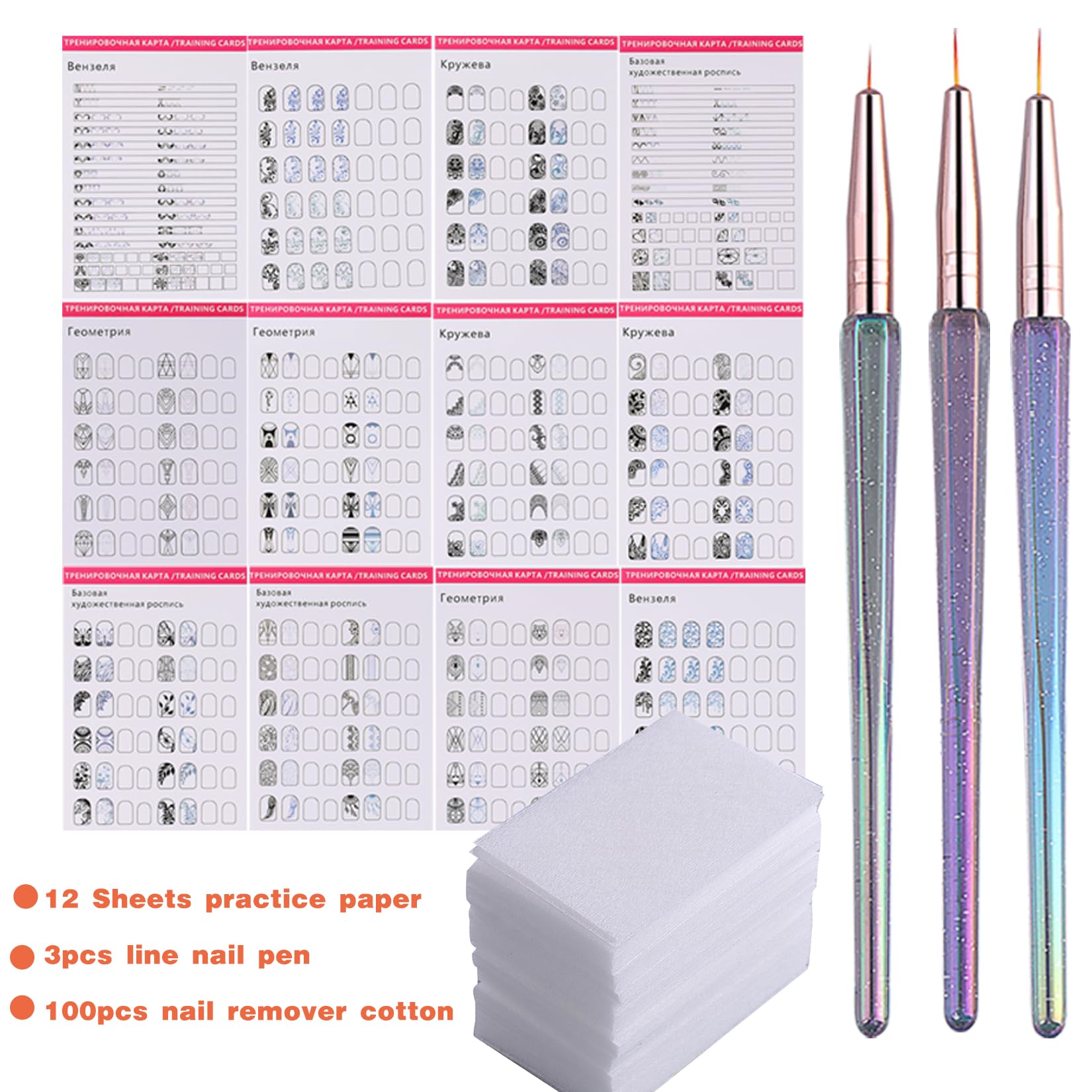 Complete package bundle of STZPRONAIL reusable nail template books with brushes and wipes