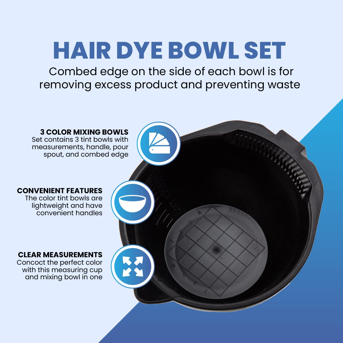 Close-up of the internal milliliter measurements inside the black tint bowl
