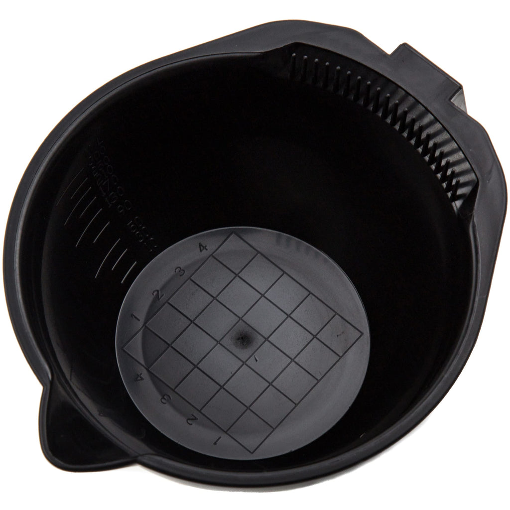 Non-slip rubber base and bottom color grid of the Salon Supply Co bowl