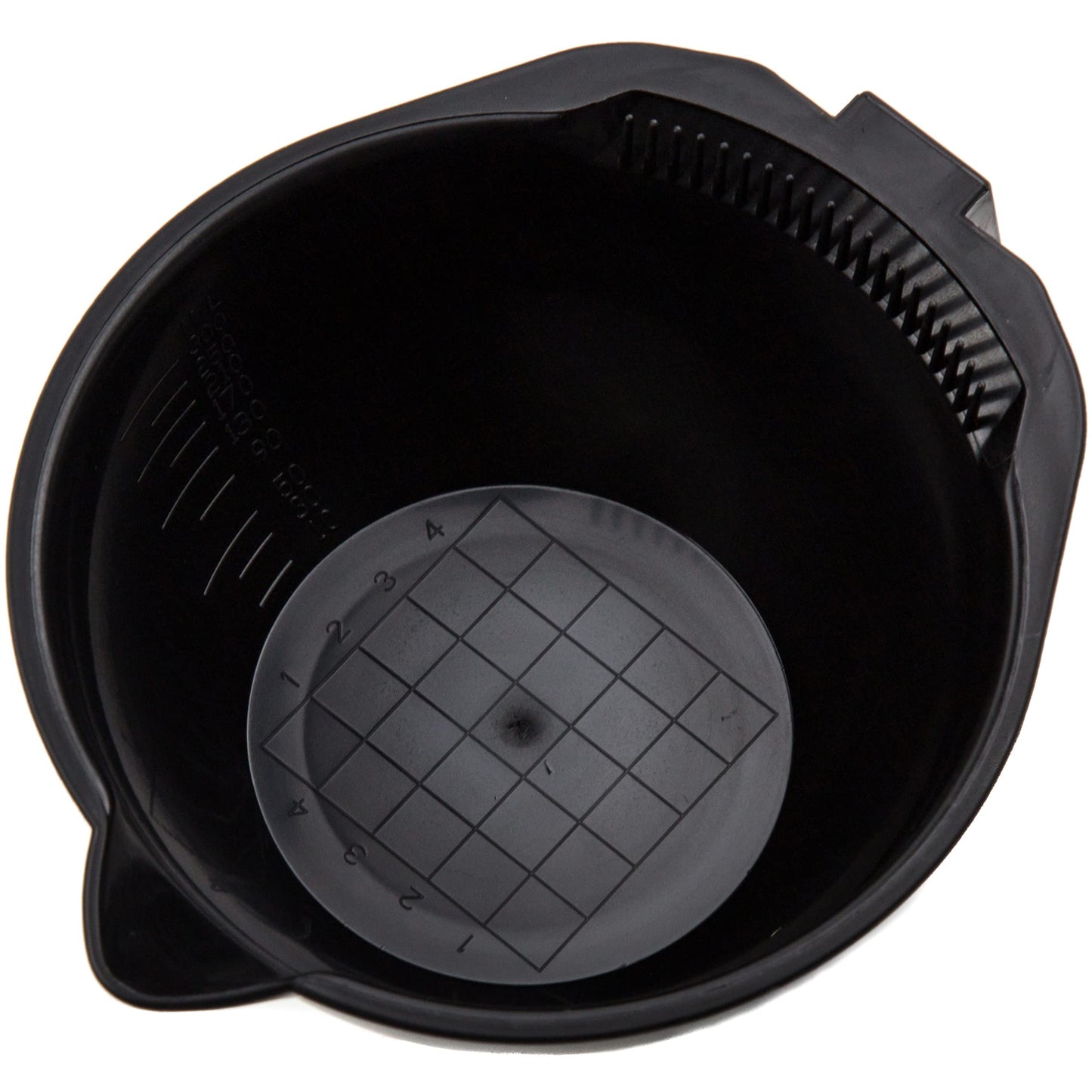 Non-slip rubber base and bottom color grid of the Salon Supply Co bowl