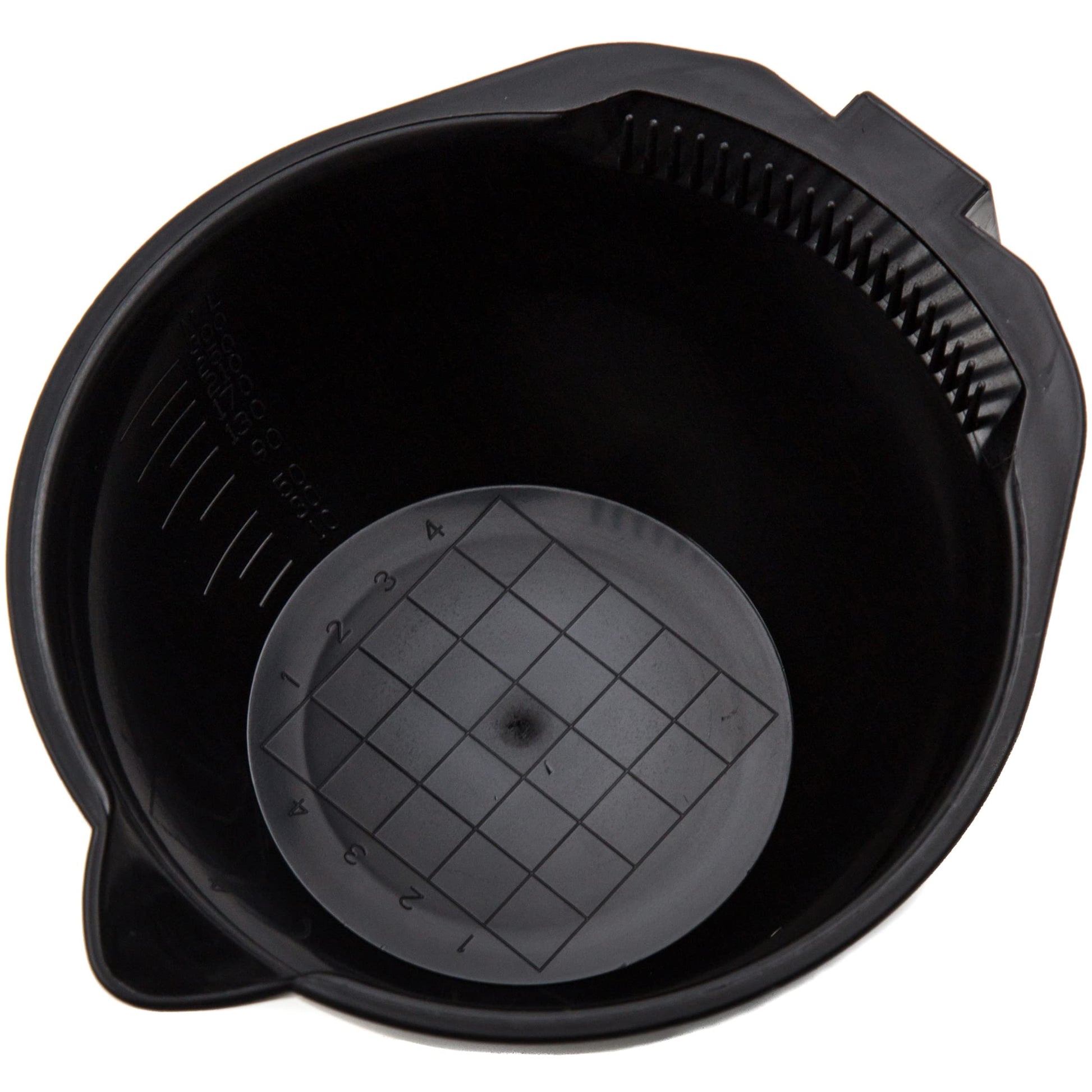 Non-slip rubber base and bottom color grid of the Salon Supply Co bowl
