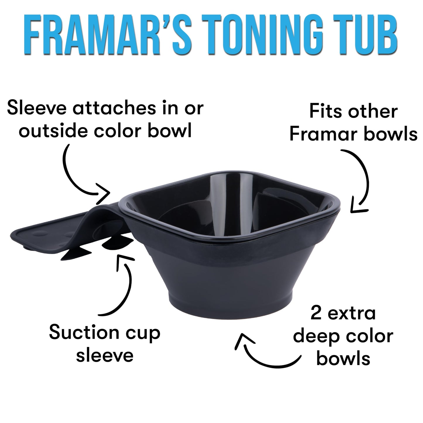 Professional salon shampoo station with the FRAMAR color bowl suctioned securely to the sink basin.