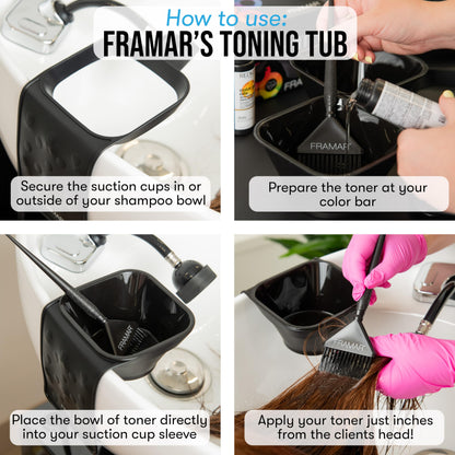 Two black hair color mixing bowls removed from the silicone attachment to demonstrate product convenience.