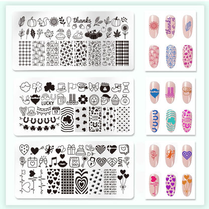 Christmas snowflake and winter themed manicure stencils on premium metal plates
