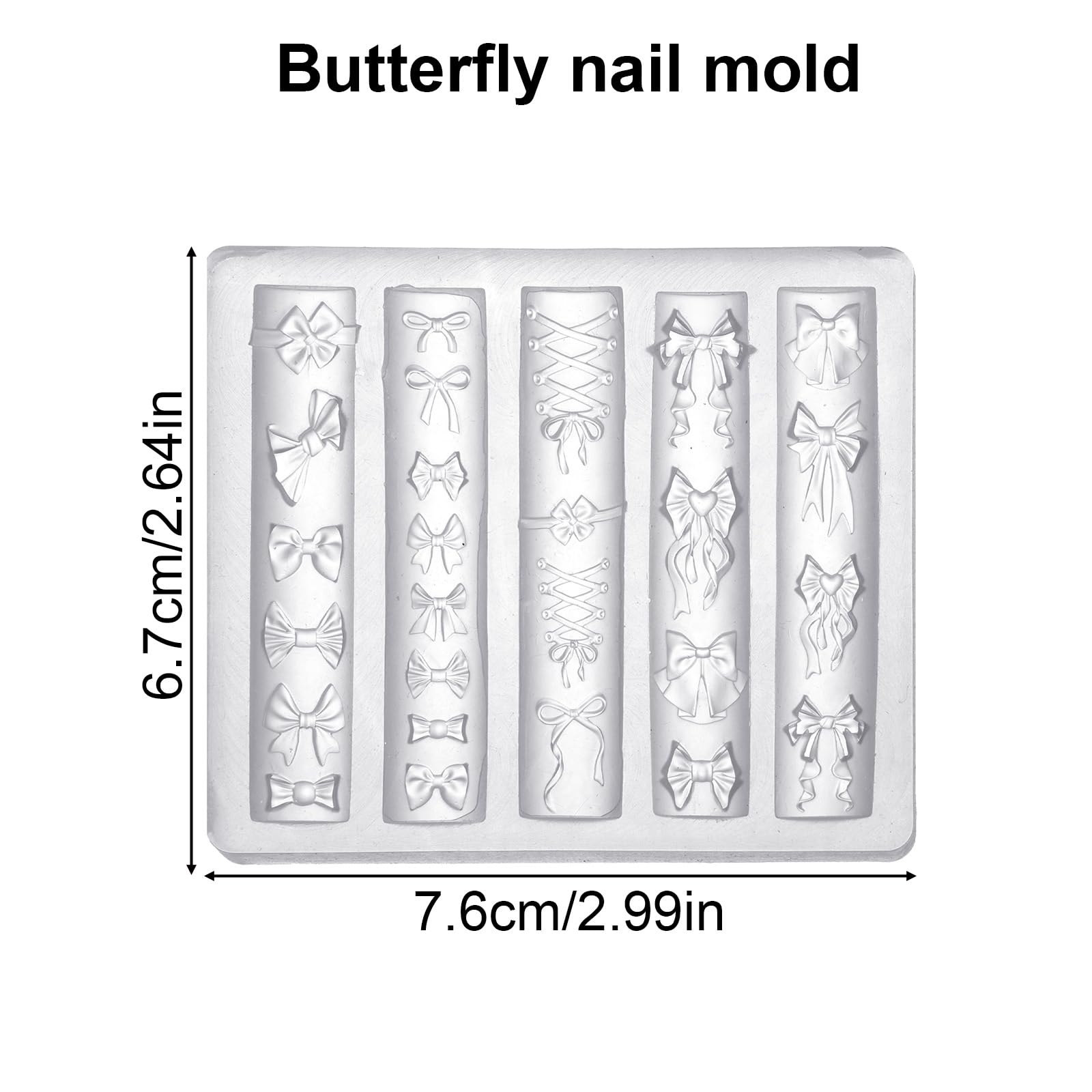 Side angle view of the flexible transparent silicone ribbon template for custom manicures.