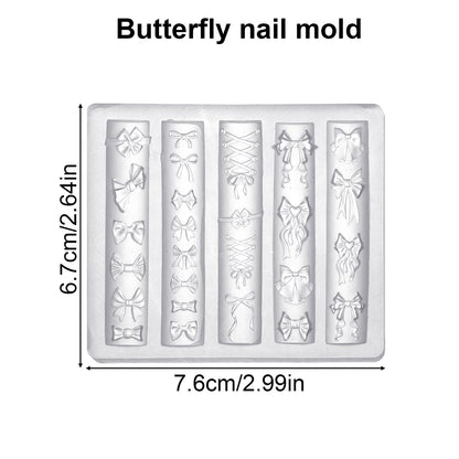 Side angle view of the flexible transparent silicone ribbon template for custom manicures.