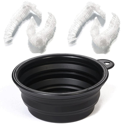 Protective black plastic ear caps included in the salon bleaching kit for mess-free dyeing.