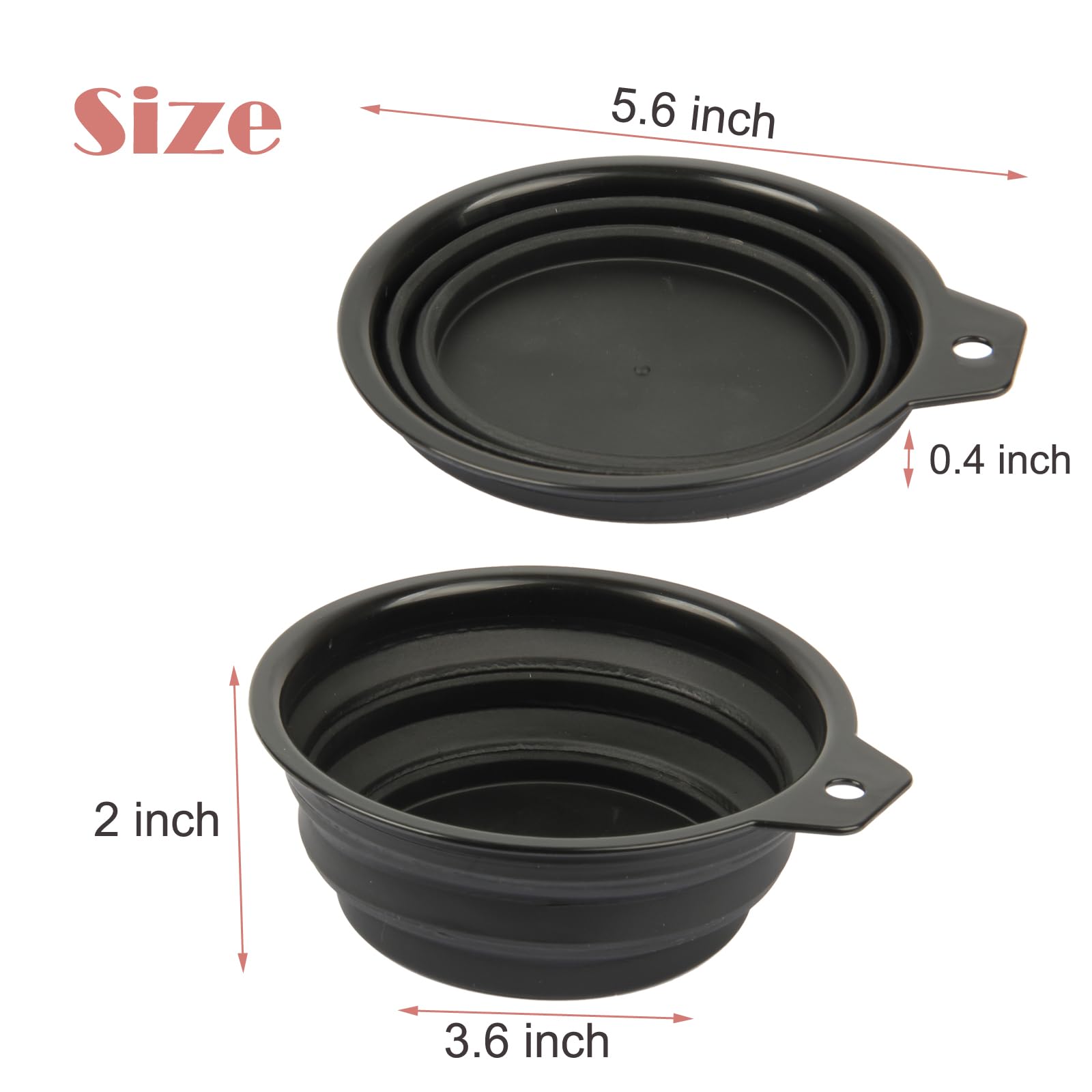 Collapsible silicone mixing bowl in black showcasing the folding design and convenient side handle