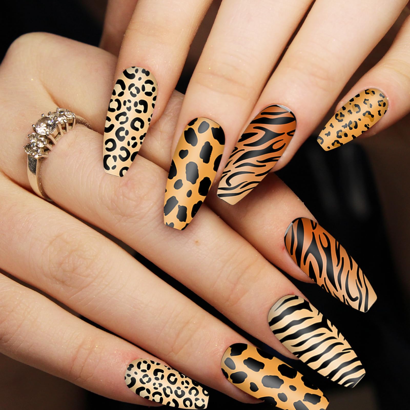 Trendy cheetah print nail art design achieved using professional salon quality stamping tools.