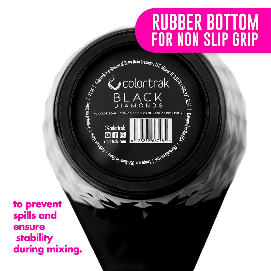 Side view of Colortrak easy grip professional salon mixing bowl with faceted exterior