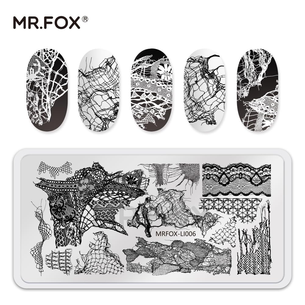 MR.FOX reusable rectangle nail stamping plates showing the exact 4.72 by 2.36 inches dimensions