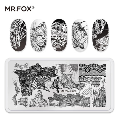 MR.FOX reusable rectangle nail stamping plates showing the exact 4.72 by 2.36 inches dimensions