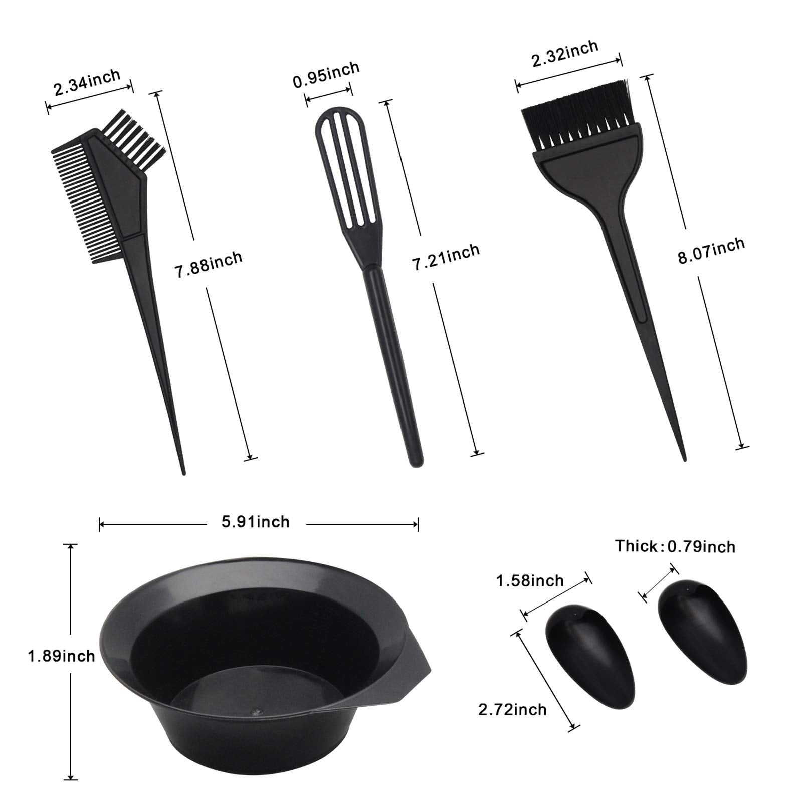 Close up of the chemical resistant mixing bowl and dye brushes from the professional hair tinting kit