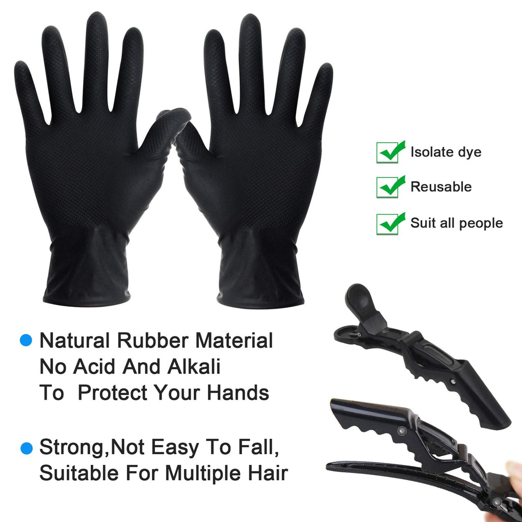 Createstar hair coloring tools layout including alligator clips and mixing spoon for home bleaching