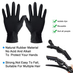 Createstar hair coloring tools layout including alligator clips and mixing spoon for home bleaching