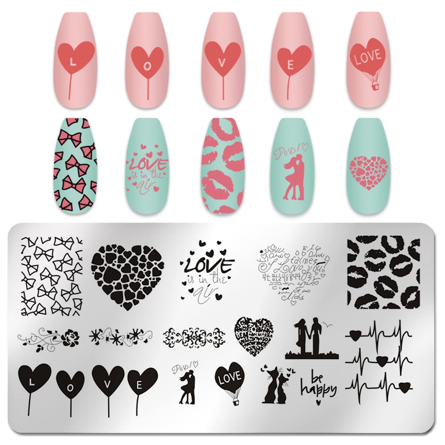 Six stainless steel nail art plates for DIY manicure designs
