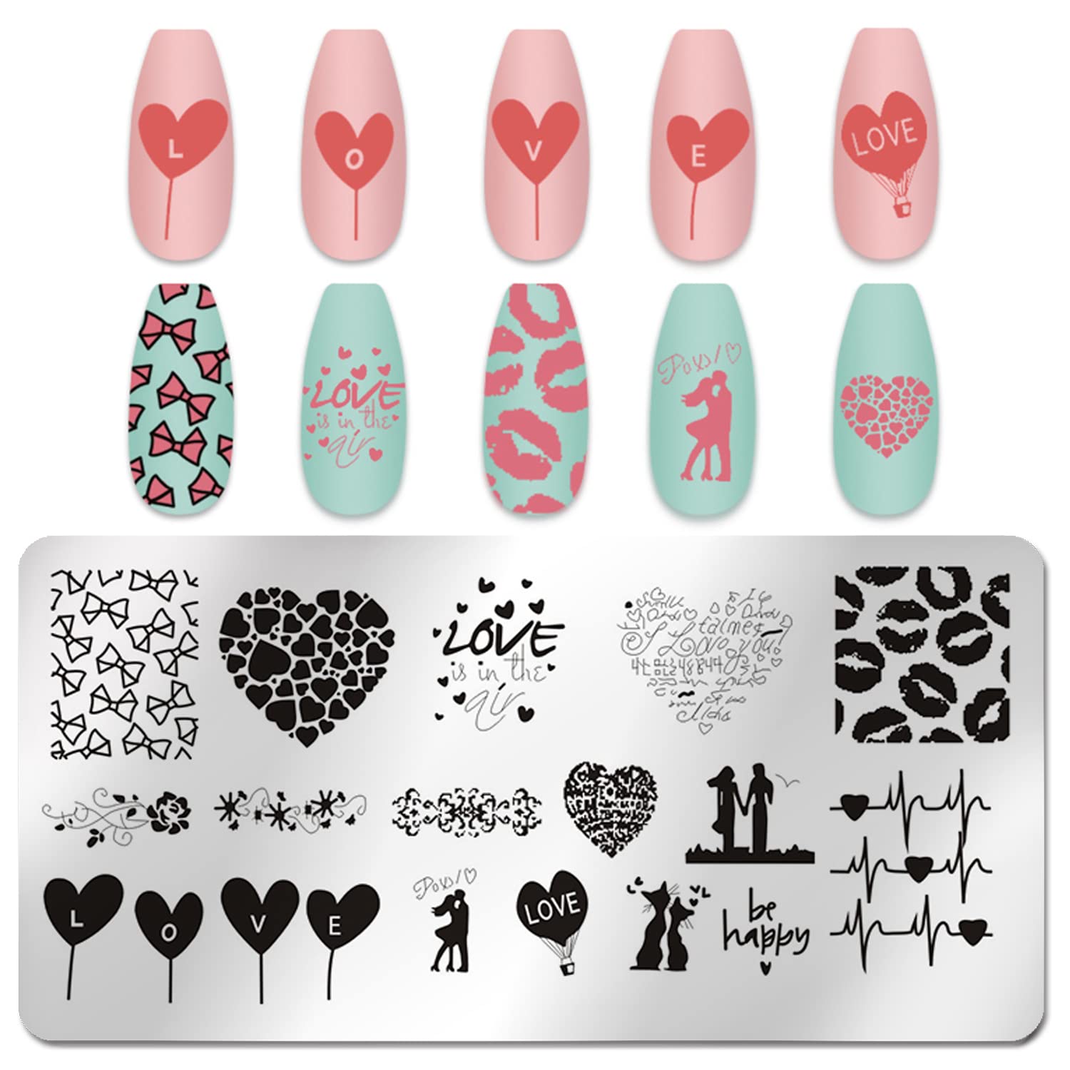 Six stainless steel nail art plates for DIY manicure designs