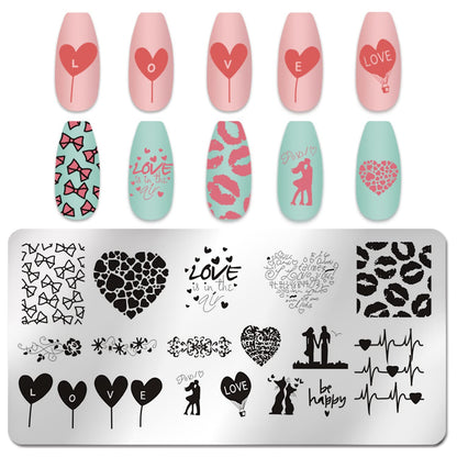 Six stainless steel nail art plates for DIY manicure designs