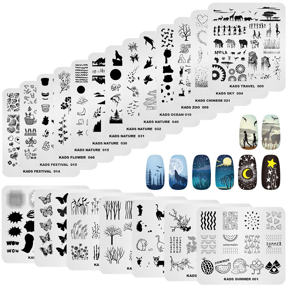 Close up of Kads stainless steel nail art stamping templates
