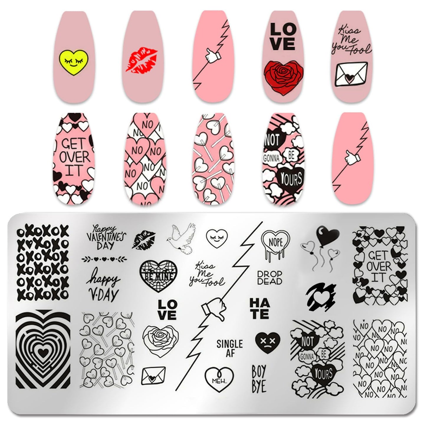 Top view of rectangular stainless steel nail stamping templates