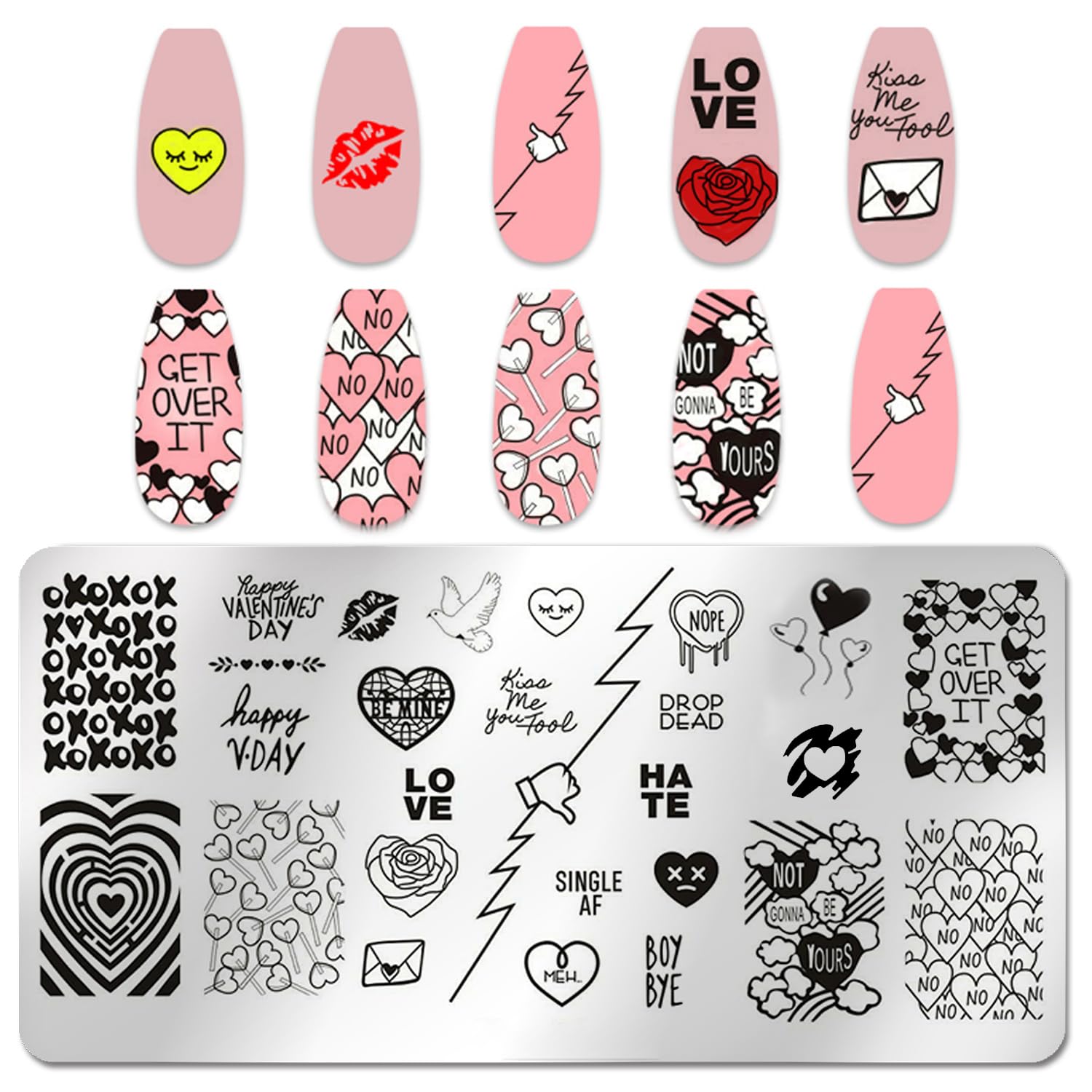 Top view of rectangular stainless steel nail stamping templates