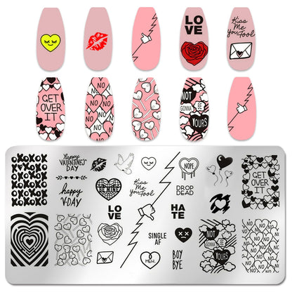 Top view of rectangular stainless steel nail stamping templates
