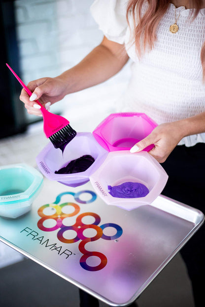 Close up of the non slip rubber bottom on the FRAMAR hair coloring mixing bowl