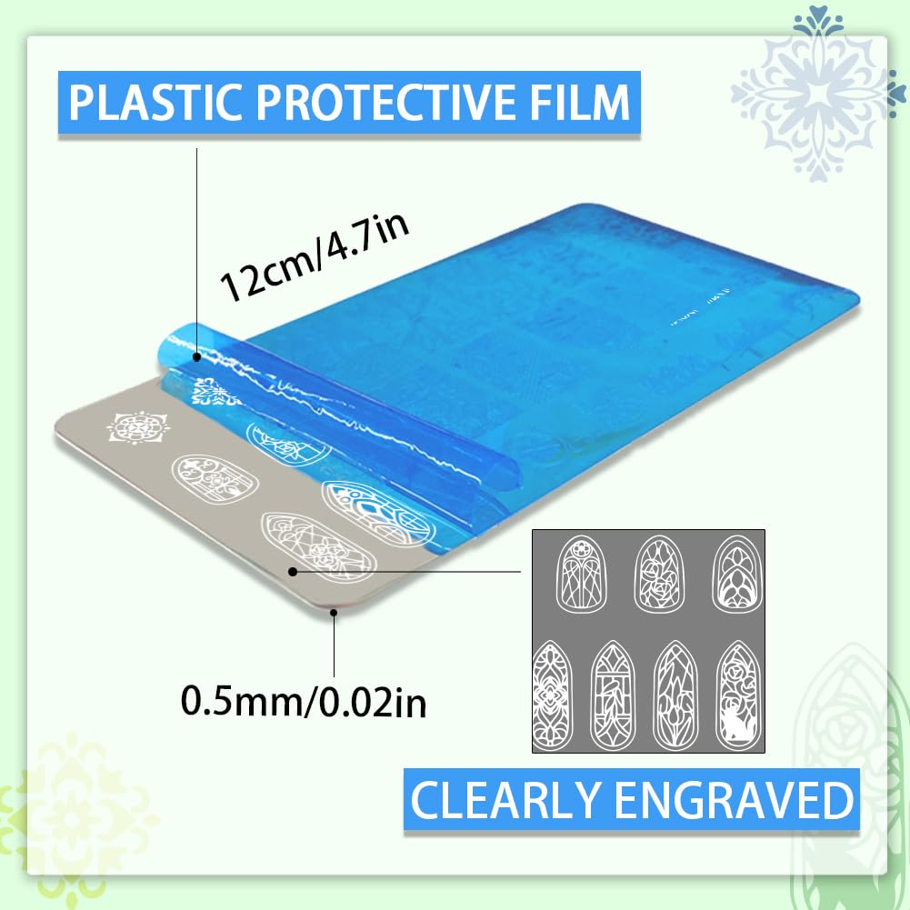 Close up of PH PandaHall stainless steel nail stamping plates