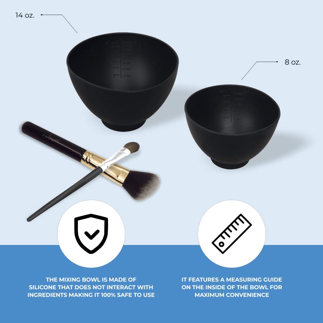 Side view of ForPro odorless black silicone bowl for spa body treatments