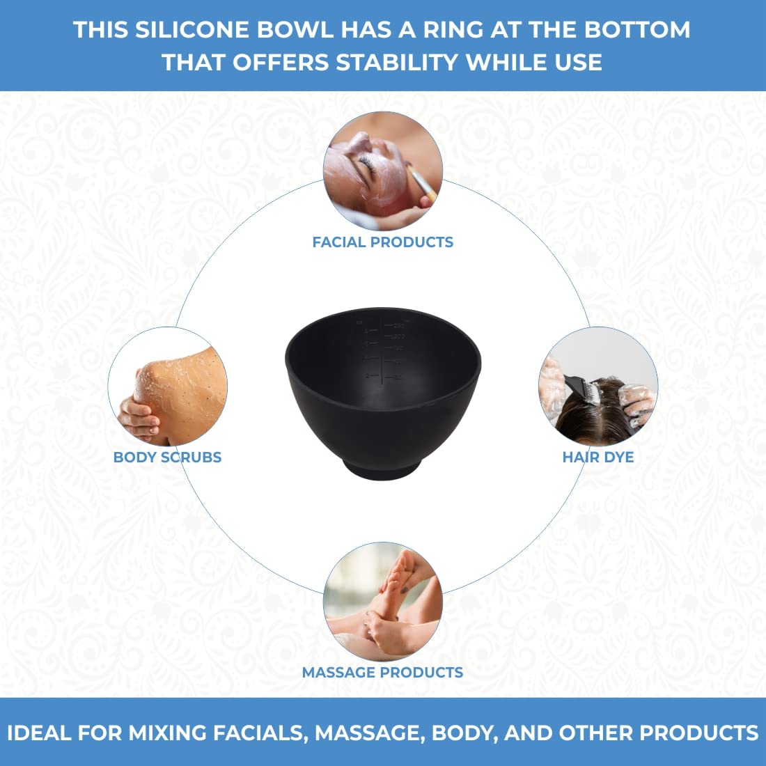 Compact 8 Ounce ForPro silicone skincare bowl next to beauty spatulas for scale