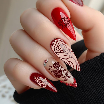 Professional manicure results created with B/M vintage floral nail stamps