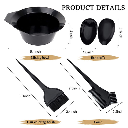 Durable plastic hair color mixing bowl and firm tint comb set for home hair coloring.