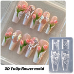 Detailed view of tulip bouquet lily and hibiscus flower pattern cavities