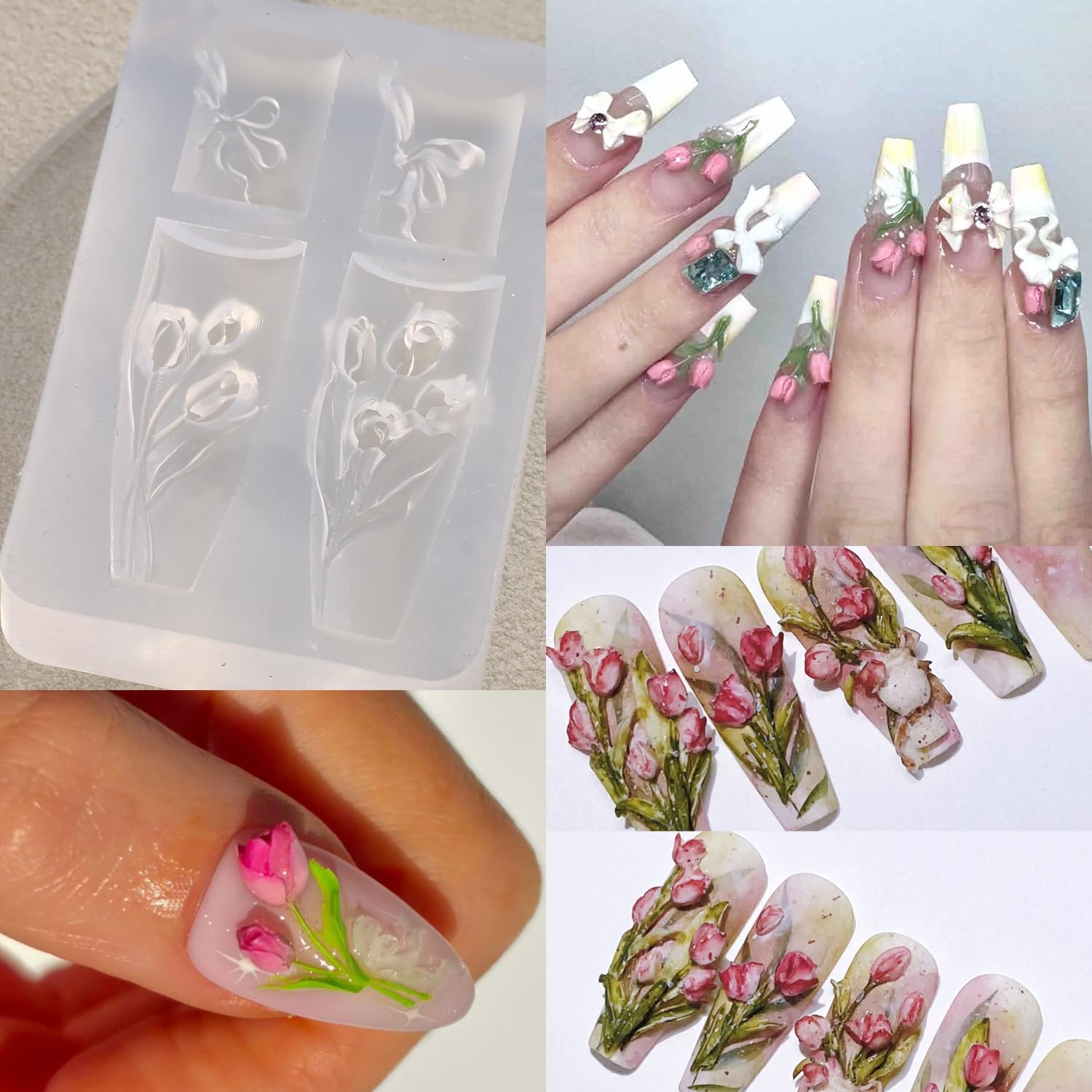 Double-headed silicone nail art carving pen for shaping 3D gel charms