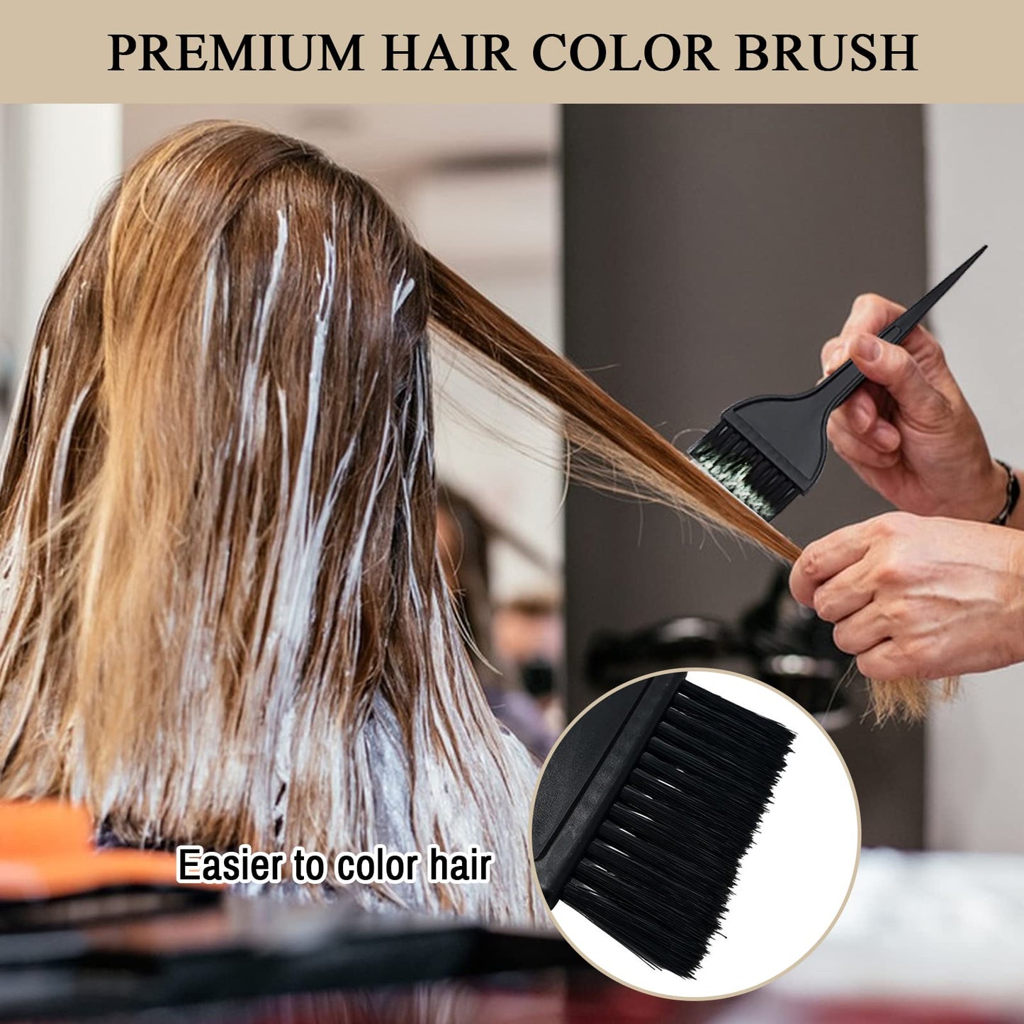 Close up view of the firm bristles on the 1st Choice hair tinting brush.