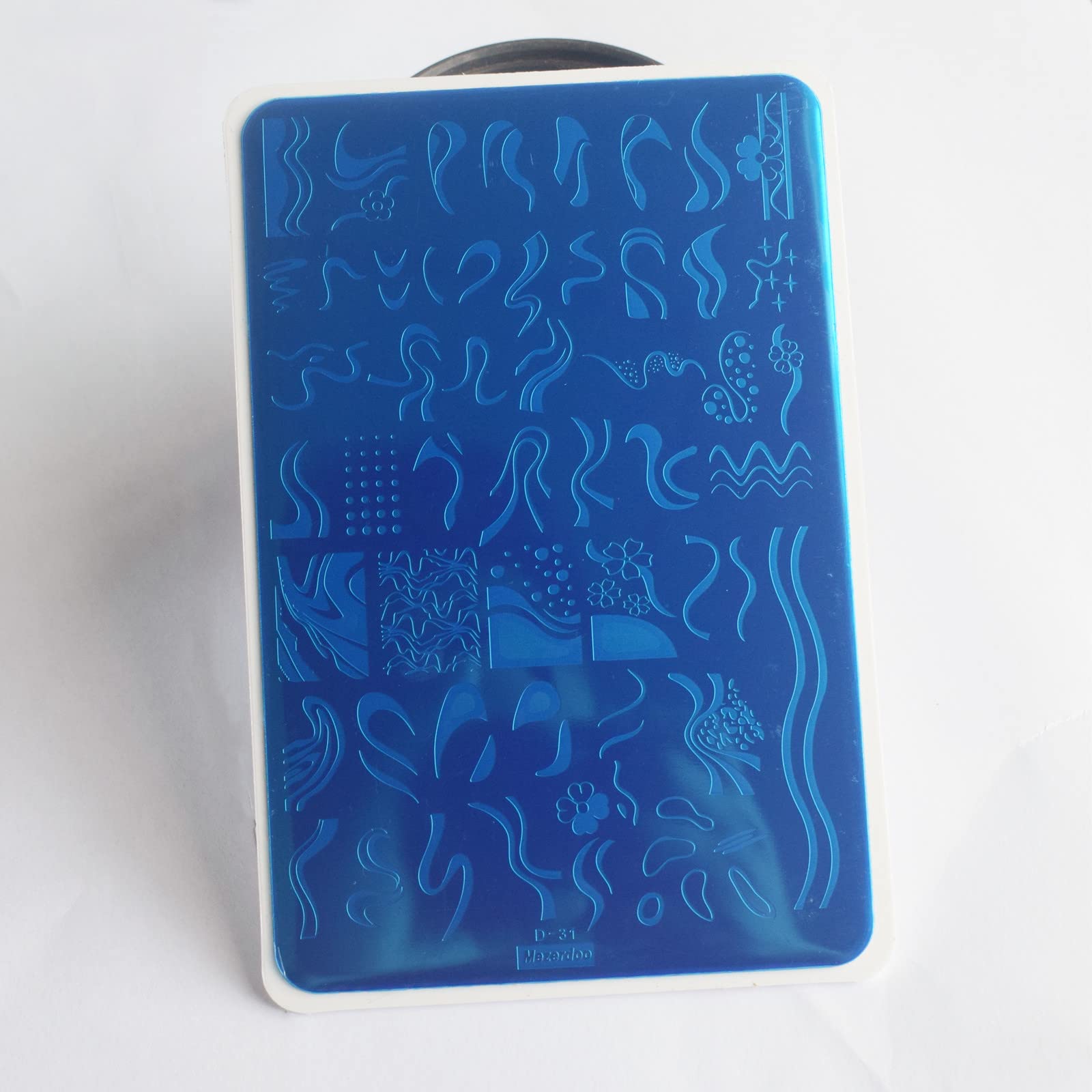 Stainless steel nail stamping plates showing floral and wave designs