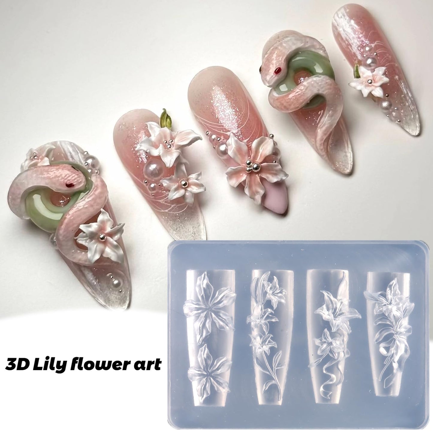 Flexible clear silicone material being flexed to release cured floral designs