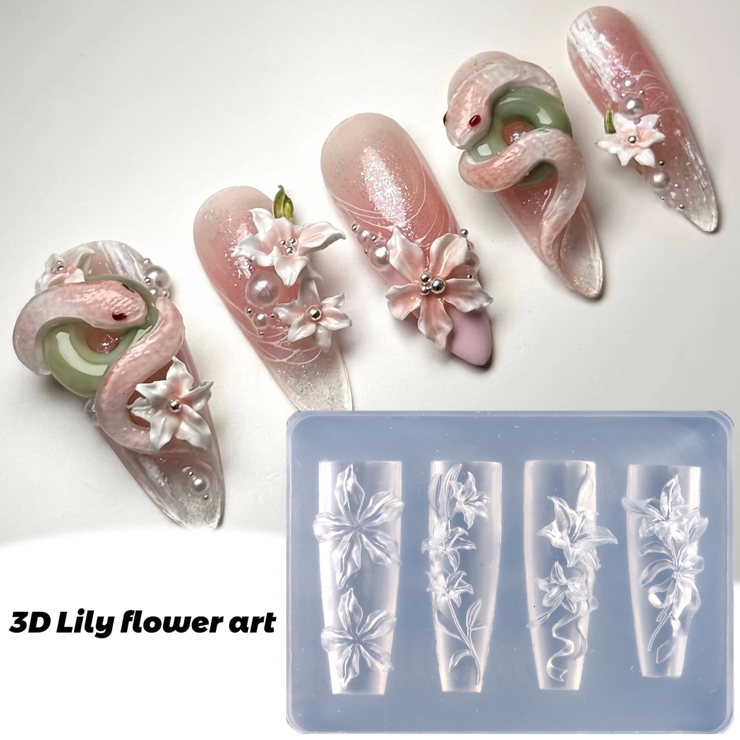 Flexible clear silicone material being flexed to release cured floral designs