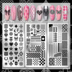 Heart, star, and butterfly graphic prints engraved on the premium stainless steel manicure plates.