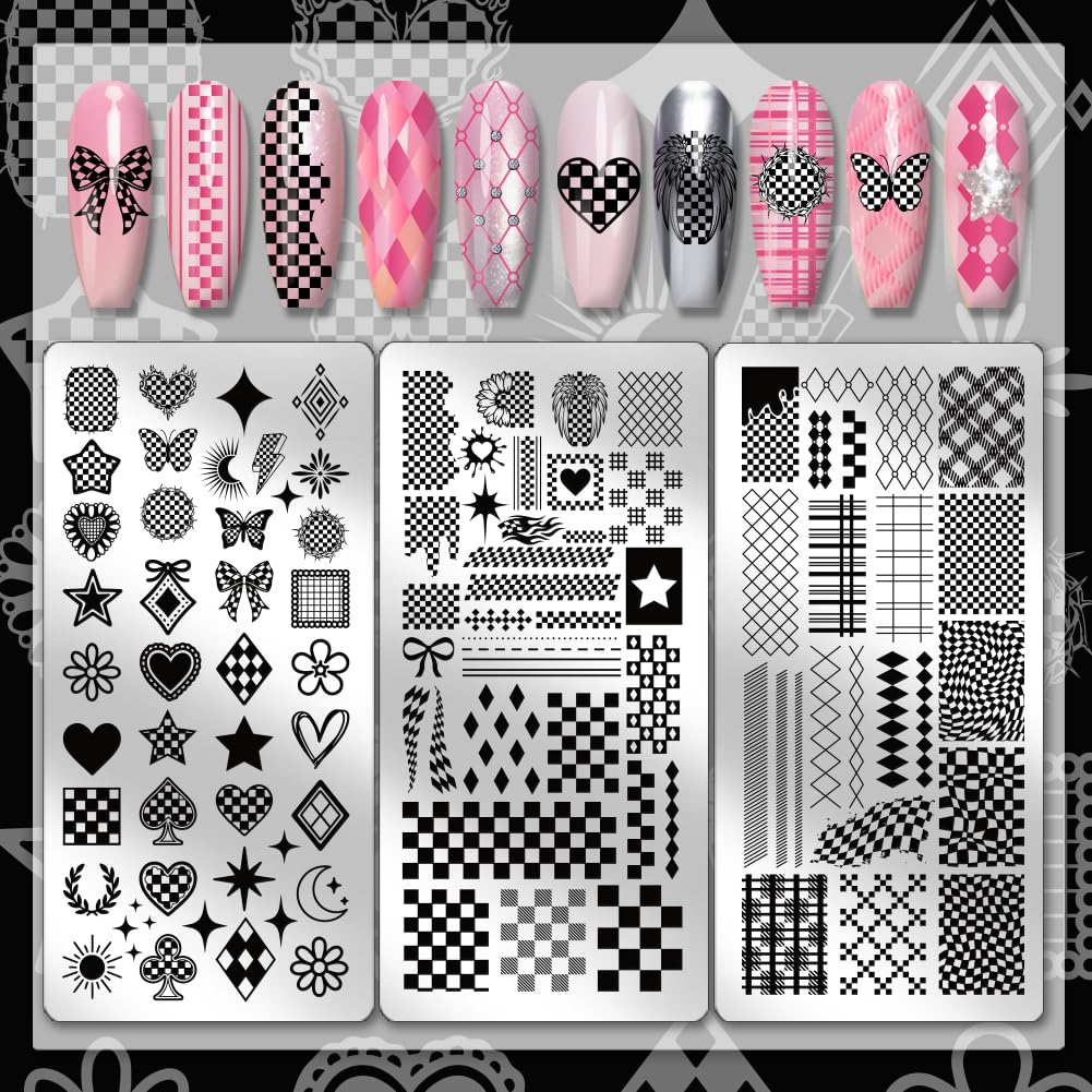 Heart, star, and butterfly graphic prints engraved on the premium stainless steel manicure plates.