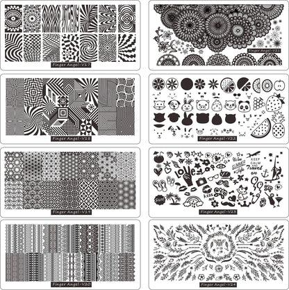Nail art stamper and scraper tools included in set