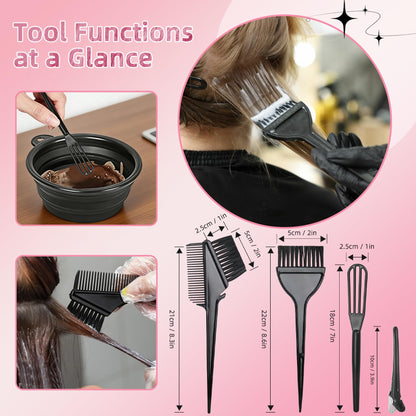 ROOHUA hair coloring cape and silicone ear covers for stain protection.