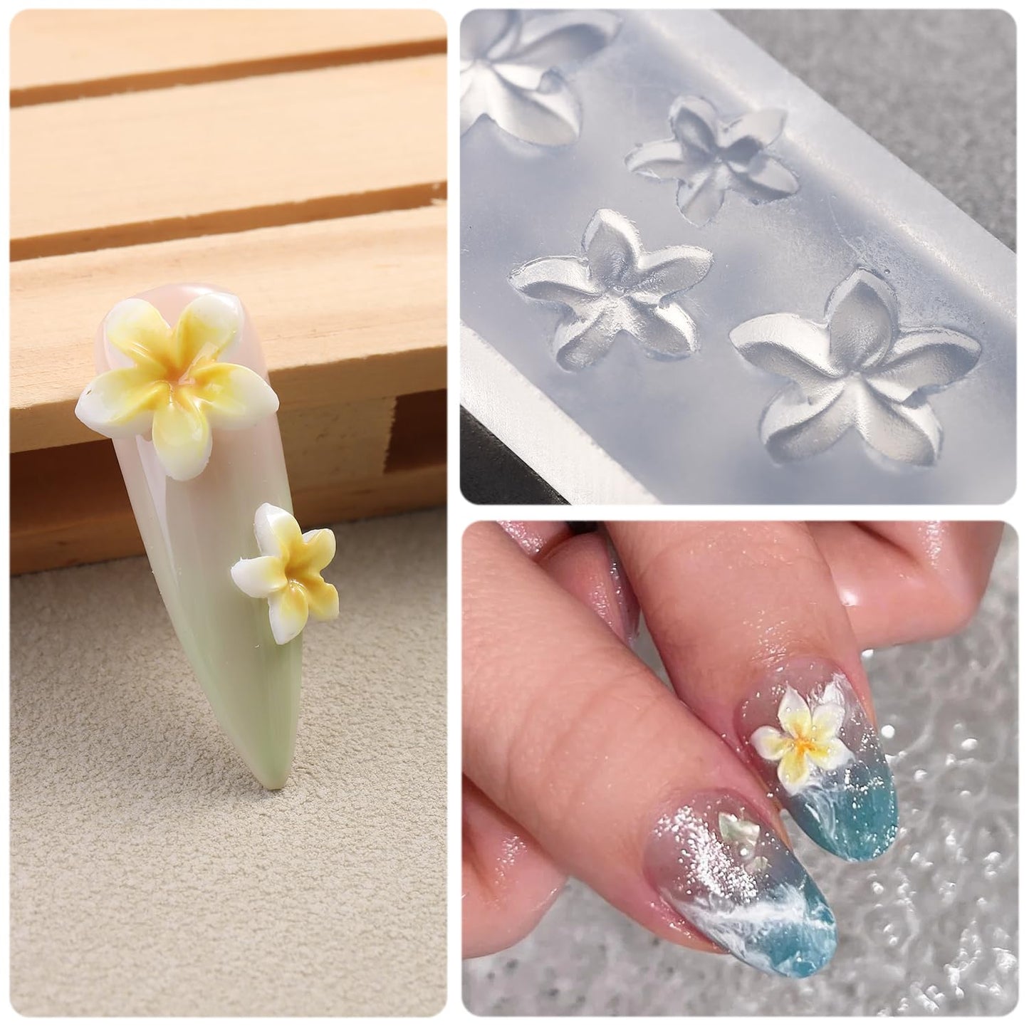 Using the double ended white carving tool to shape detailed floral resin craft accessories