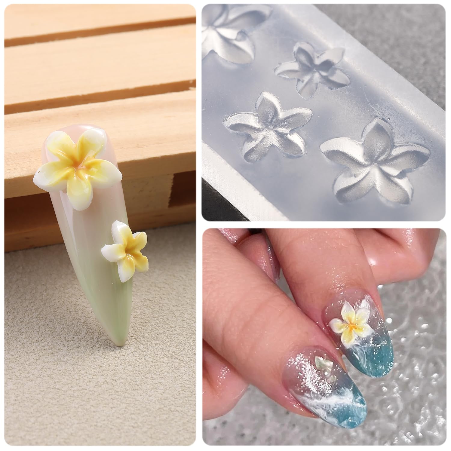 Using the double ended white carving tool to shape detailed floral resin craft accessories